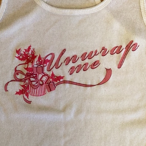 Express 100% cotton grandpas tank white with pink graphics (Unwrap Me).  Size m. - Picture 3 of 4